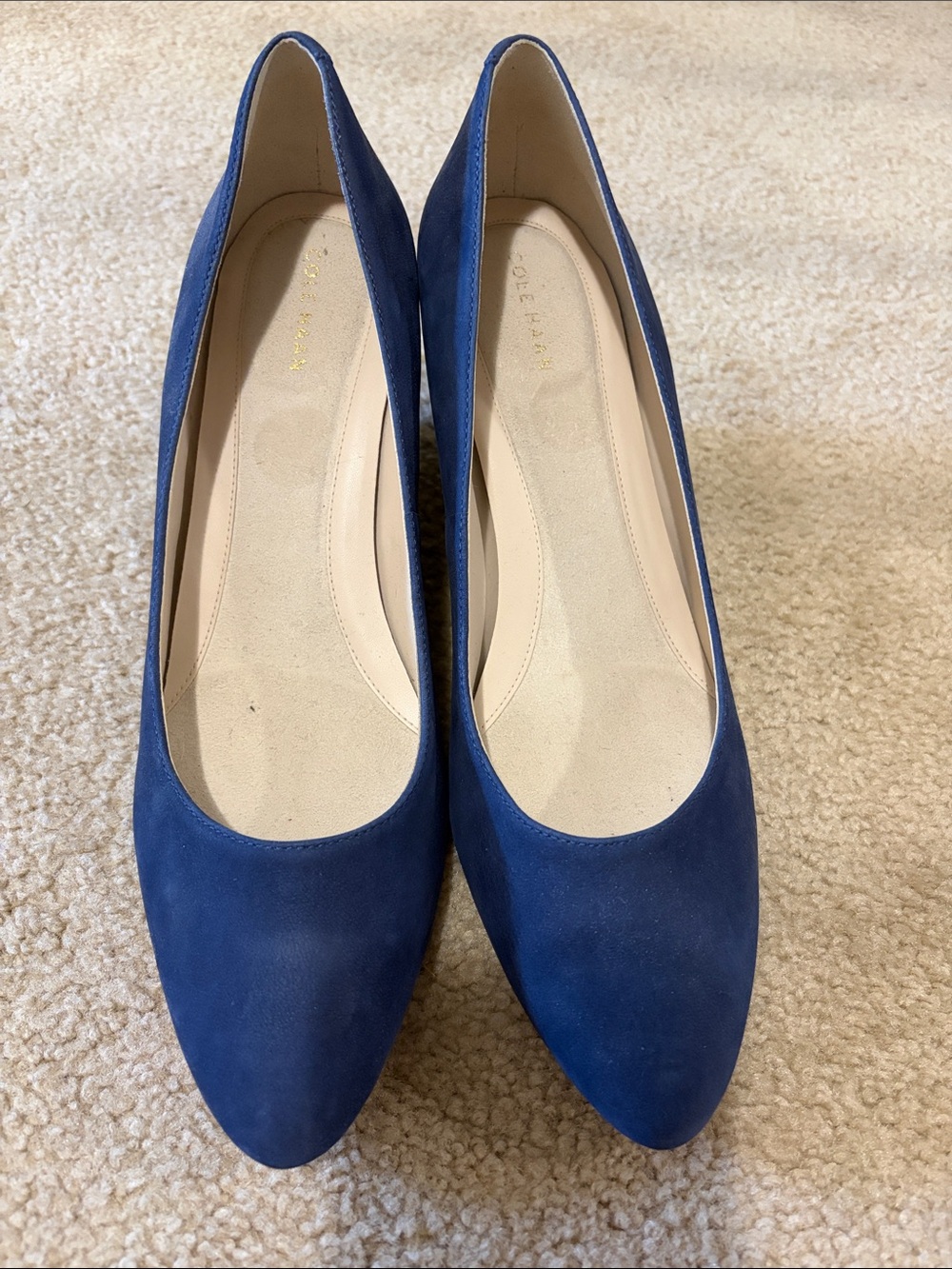 Cole Haan Navy Blue Suede wedges size 10 EUC